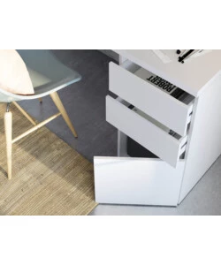 SCRIVANIA "STYLUS" BIANCO ARTICO 2 CASSETTI E 1 ANTA, 74X138X60 CM